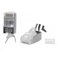 Коннектор RJ-45(8P8C) под витую пару, категория 6, экранированный, универсальный (для одножильного и многожильного кабеля), для проводников с толщиной по изоляции до 1.35 мм, со вставкой