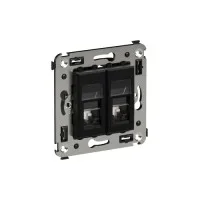Компьютерная розетка RJ-45 в стену, кат.6 двойная,"Avanti", "Черный матовый"