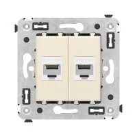Компьютерная розетка RJ-45 без шторки в стену, кат.5е двойная, "Avanti", "Ванильная дымка"