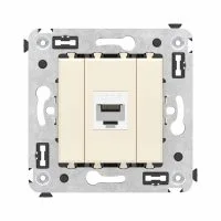 Компьютерная розетка RJ-45 без шторки в стену, кат.6 одинарная, "Avanti", "Ванильная дымка"