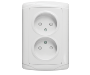 Мадрид Розетка 2-мест. 10А без заземления с защ. штор. белая EKF