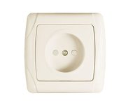 Мадрид Розетка 1-местная 10А без заземления бежевая с защ. штор. EKF