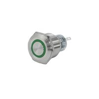 GQ22-L-11E/G/220V/S, зелёный, металл, 1C1NO1NC, цилиндр с подсветкой 220В AC/DC, d22мм, IP65  (ЭТ)