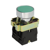 LAY5-BA35, зелёный, 1НО+1НЗ, цилиндр, хром, без подсветки, d22мм  (ЭТ)