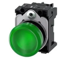 СВЕТОВОЙ ИНДИКАТОР, 22MM, КРУГЛЫЙ, МЕТАЛЛИЧЕСКИЙ ГЛЯНЦЕВЫЙ, ЗЕЛЕНЫЙ МАТОВЫЙ РАССЕИВАТЕЛЬ, С ДЕРЖАТЕЛЕМ, МОДУЛЬ ПОДСВЕТКИ С ИНТЕГРИРОВАННЫМ СВЕТОДИОДОМ 24V AC/DC, ВИНТОВЫЕ КЛЕММЫ