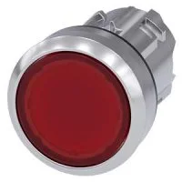 АКТУАТОР КНОПКИ С ВОЗМОЖНОСТЬЮ ПОДСВЕТКИ, 22MM, КРУГЛ., ГЛЯНЦЕВЫЙ МЕТАЛЛ, КНОПКА КРАСНАЯ ПЛОСКАЯ, БЕЗ ФИКСАЦИИ