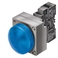 КОМПЛЕКТНОЕ УСТРОЙСТВО, КРУГЛАЯ КНОПКА С ПОДСВЕТКОЙ МЕТ. WITH COНЗENTRIC RINGS INTEGRATED LED 230 V AC КРАСНАЯ С ДЕРЖАТЕЛЕМ С ПРУЖИННЫМИ КОНТАКТАМИ