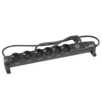 Блок многорозеточный с 2хUSB+6х2К+З с кабелем 1.5м черн. Leg
