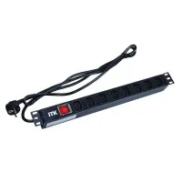 Блок розеток 7 мест PDU C13 с выкл. и защитой от перенапр. без шнура 1U вход C14 алюм. профиль ITK