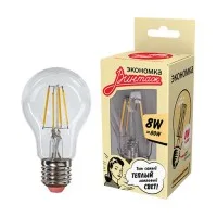 Лампа светодиодная LED Филамент 8Вт грушевидная A60 160-260В E27 850лм 2700К ЭКОНОМКА