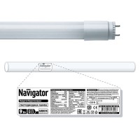 Лампа светодиодная 71 300 NLL-G-T8-9-230-4K-G13 9Вт линейная 4000К белый G13 800лм 176-264В (аналог 18Вт 600мм) Navigator