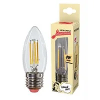 Лампа светодиодная LED Филамент 8Вт Свеча 160-260В E27 720лм 2700К ЭКОНОМКА