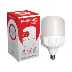 Лампа светодиодная высокомощная LED 30Вт цилиндр 6500К холод. бел. E27 176-240В ЭКОНОМКА