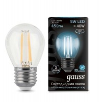 Лампа светодиодная Filament Шар E27 5Вт 4100К GAUSS