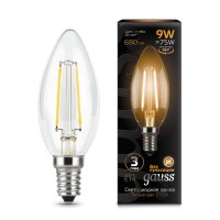 Лампа светодиодная Filament Свеча E14 9Вт 2700К GAUSS