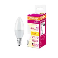 Лампа светодиодная LED Star Classic B 60 6.5W/830 6.5Вт свеча матовая 2700К тепл. бел. E14 550лм 220-240В пластик. OSRAM 4058075134171