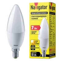 Лампа светодиодная 94 491 NLL-C37-7-230-2.7K-E14-FR 7Вт свеча 2700К тепл. бел. E14 500лм 176-264В Navigator