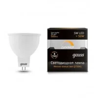 Лампа светодиодная диммируемая MR16 5Вт 2700К тепл. бел. GU5.3 500лм 180-265В GAUSS