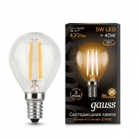 Лампа светодиодная Filament Шар E14 5Вт 2700К GAUSS