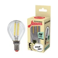 Лампа светодиодная LED Филамент 5Вт Шарик 45мм 160-260В E14 450лм 4500К ЭКОНОМКА
