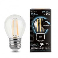 Лампа светодиодная Filament Шар E27 5Вт 4100К диммир GAUSS