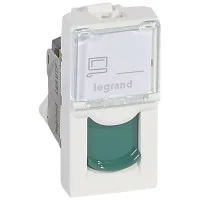 Механизм розетки комп. СП Mosaic 1мод. RJ45 UTP CAT.6A зел. шторки Leg