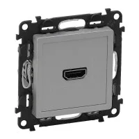 Механизм розетки аудио/видео Valena Life HDMI тип А с лицевой панелью алюм. Leg