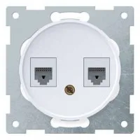 Механизм розетки комп. + телеф.2-м СП Florence RJ11/RJ45 кат.5e бел. OneKeyElectro