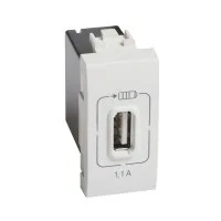 Розетка USB Mosaic 1мод. 1.1А 230/5В бел. Leg BTC