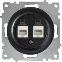 Механизм розетки комп. 2-м СП Florence RJ45 кат.5e черн. OneKeyElectro