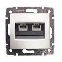 Механизм розетки телеф. 1-м СП Valena RJ11 + RJ11 алюм. Leg