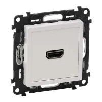 Механизм розетки аудио/видео Valena Life HDMI тип А с лицевой панелью бел. Leg