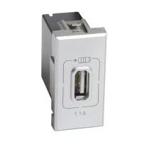 Розетка USB Axolute 1мод. 1.1А 230/5В алюм. Leg BTC