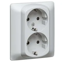 Механизм розетки 2-м СП Galea Life 2х2К+З с защ. шторками алюм. Leg