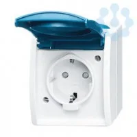 Розетка Schuko ОП Ocean 16А 250В защ. шторки IP44 сер./син./зел. ABB