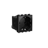 Розетка 1-м 2мод. Avanti Черный квадрат 16А IP20 2P+E защ. шторки черн. DKC 4402002