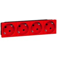 Механизм розетки СП Mosaic 4х2К+З 45град. нем. станд. красн. Leg