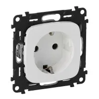 Механизм розетки 1-м СП Valena Allure 16А IP2X 250В 2P+E безвинт. клеммы с лицев. панелью бел. Leg 753721