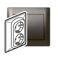 Механизм розетки СП Galea Life 2х2К+З защ. шторки авт. клемм. темн. бронза Leg