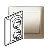 Механизм розетки СП Galea Life 2х2К+З защ. шторки авт. клемм. PRO21 титан Leg