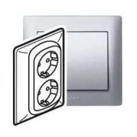 Механизм розетки СП Galea Life 2х2К+З защ. шторки авт. клемм. алюм. Leg