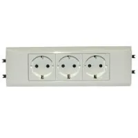 Механизм розетки 3-м СП 6мод. Mosaic 16А IP40 3х2P+E с заземл. безвинт. клеммы с суппортом для кабель-канала DLP бел. Leg 077433