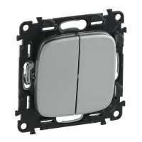 Механизм выключателя 2-кл. СП Valena Allure 10А IP20 250В с лицевой панелью; безвинтовые зажимы алюм. Leg