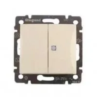 Механизм выключателя 2-кл. СП Valena 10А IP31 с оранж. инд. сл. кость Leg