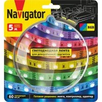 Лента светодиодная 95 146 NLS-SET-04 RGB 5м 60шт/м адаптер 1м IP20 Navigator