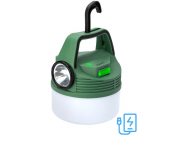 Фонарь аккумуляторный кемпинговый походный 16Вт SMD LED+3Вт LED Li-ion 18650 2400мА.ч Power-bank корпус ABS-пластик индикатор уровня заряда USB-шнур складной крючок для подвешивания матов. рассеив. КОСМОС