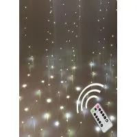 Гирлянда светодиодная Дождь 3х3м 300LED с крючками для крепления тепл. бел. 8 режимов мигания питание от USB 5В пульт ДУ КОСМОС KOC_CUR-U103
