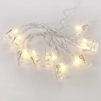 Гирлянда светодиодная Прищепки 1.5м 10LED тепл. бел. провод ПВХ бел. прозр. элементы питания 2хAA (не в компл.) Neon-Night 304-005