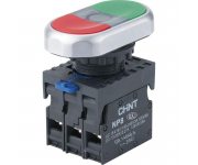 Кнопка двойная NP8-11SD 1НО+1НЗ желт. AC 110В-220В(LED) IP65 (R) CHINT 667175