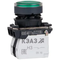 Кнопка КМЕ4622мЛ-24В-красный-2но+2нз-цилиндр-индикатор-IP65 КЭАЗ